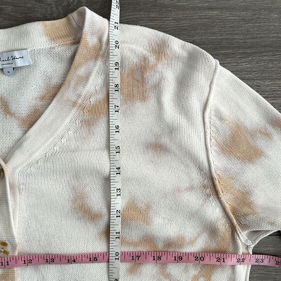 MICHAEL STARS Rylie Tie Dye Cardigan Medium Relaxed Neutral Beige Preppy Coastal - Picture 11 of 12